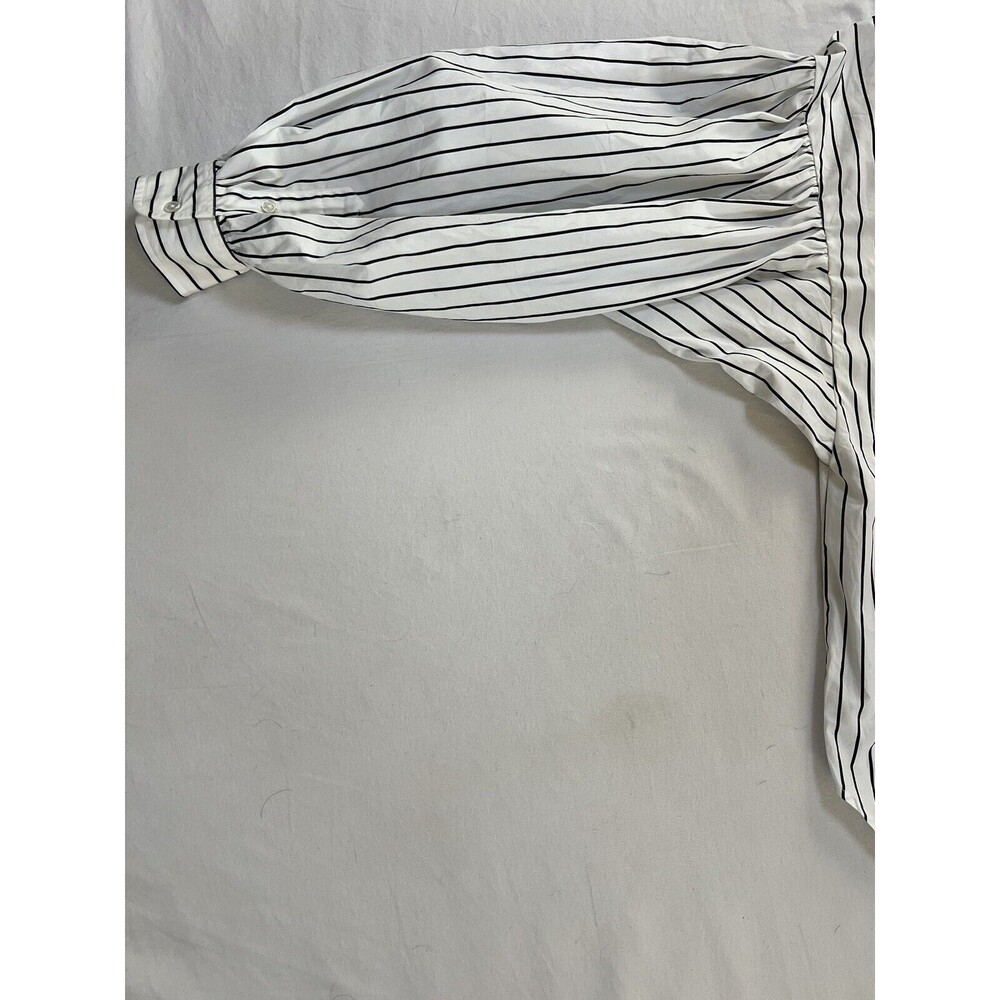 Ralph Lauren Black Label Collarless Tunic Striped Blouse Puffy Sleeves | Size 10 - Picture 12 of 15